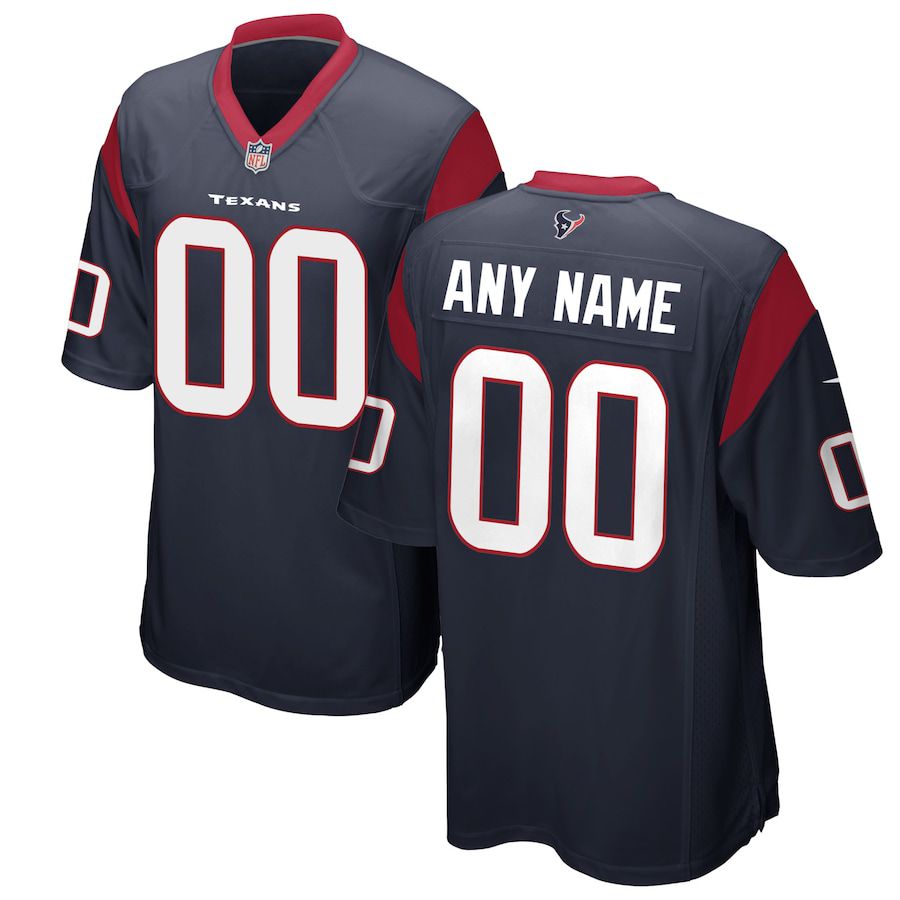 Men Houston Texans Nike Navy Custom Game NFL Jersey->->Custom Jersey